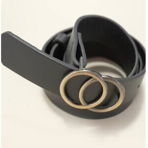 Double O Buckle Vegan Leather Belt Black